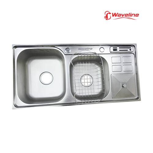 Double Bowl with Drain Waste Bin